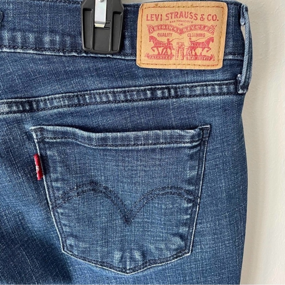 LEVI'S 505 Jeans Blue Straight Leg High Rise Mid Wash Stretch Denim Pants 30 - Picture 3 of 5